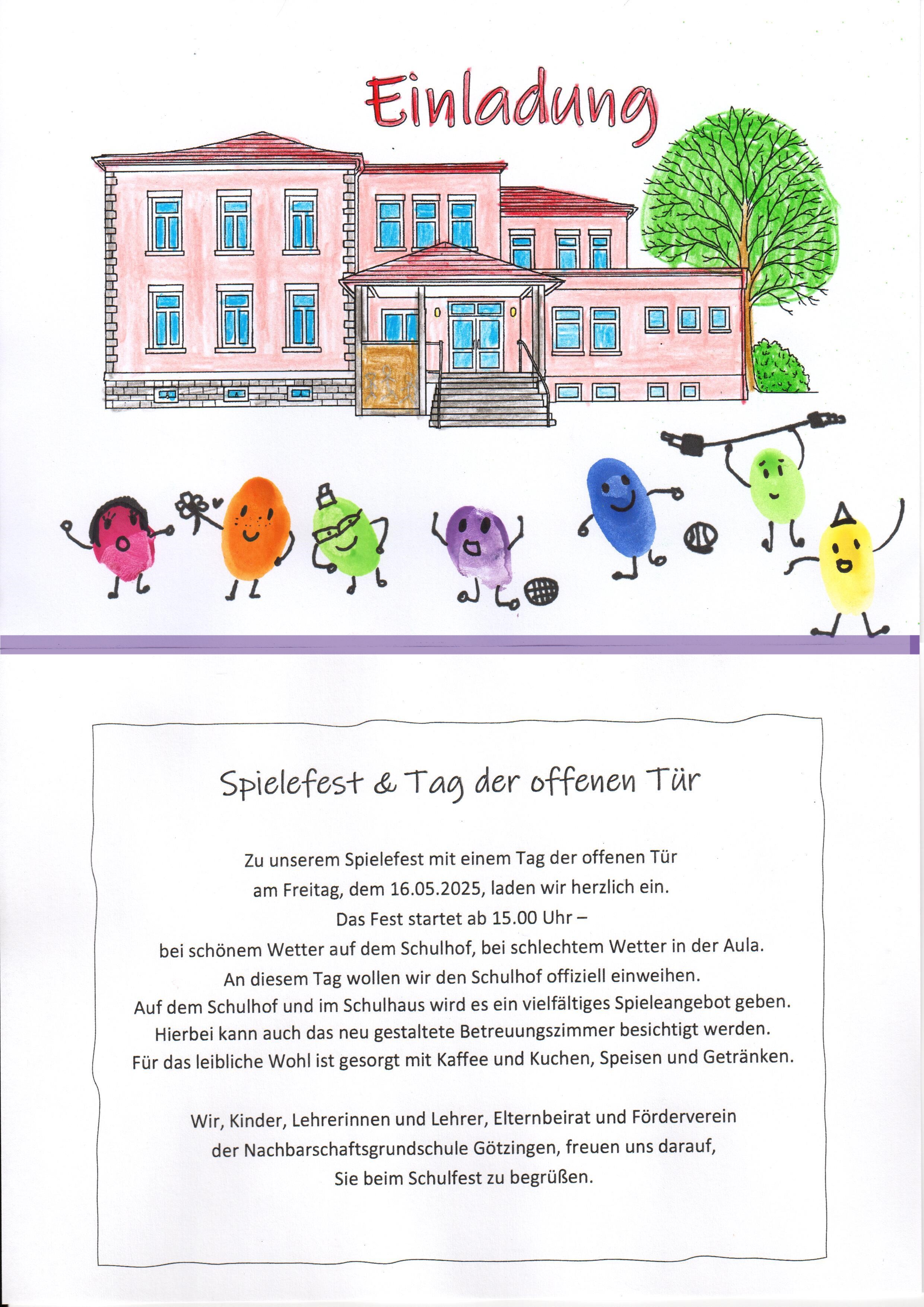 Einladung zum Schulfest und zur Einweihung des Pausenhofes der NGS