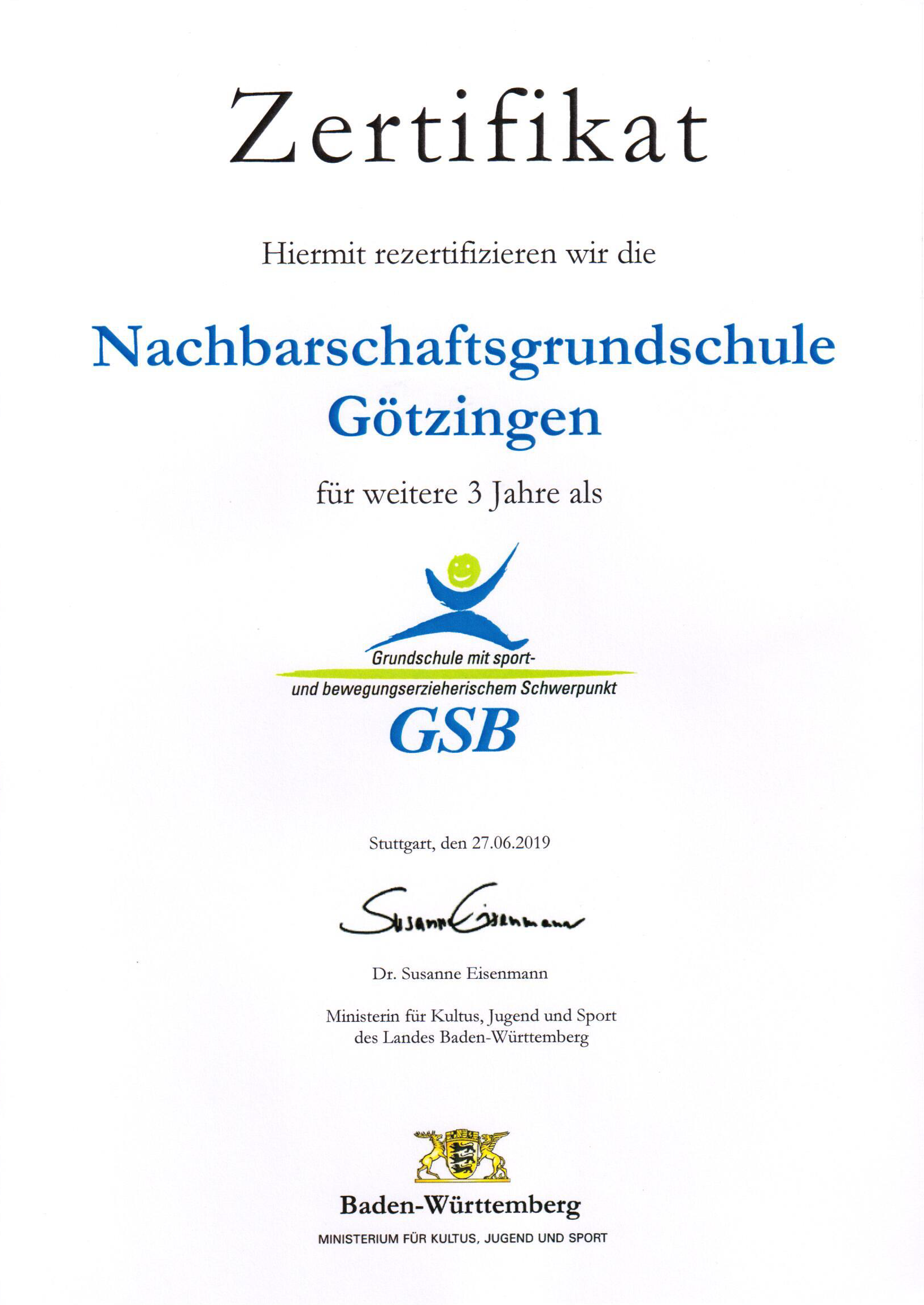 GSB Zertifikat 2019